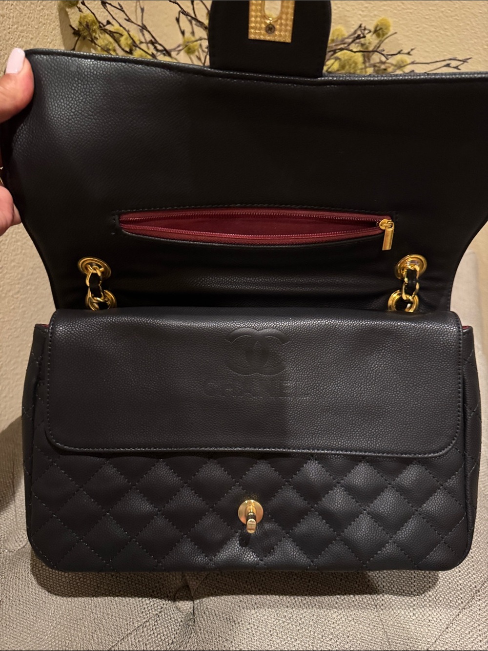 Chanel Classic Black Quilted Caviar leather Jumbo Size - Picture 8 of 16